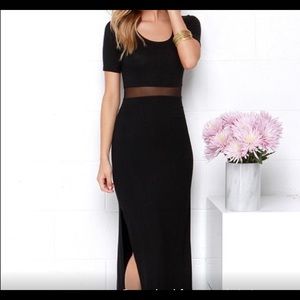 Black Maxi Dress with Mesh center XS NWT